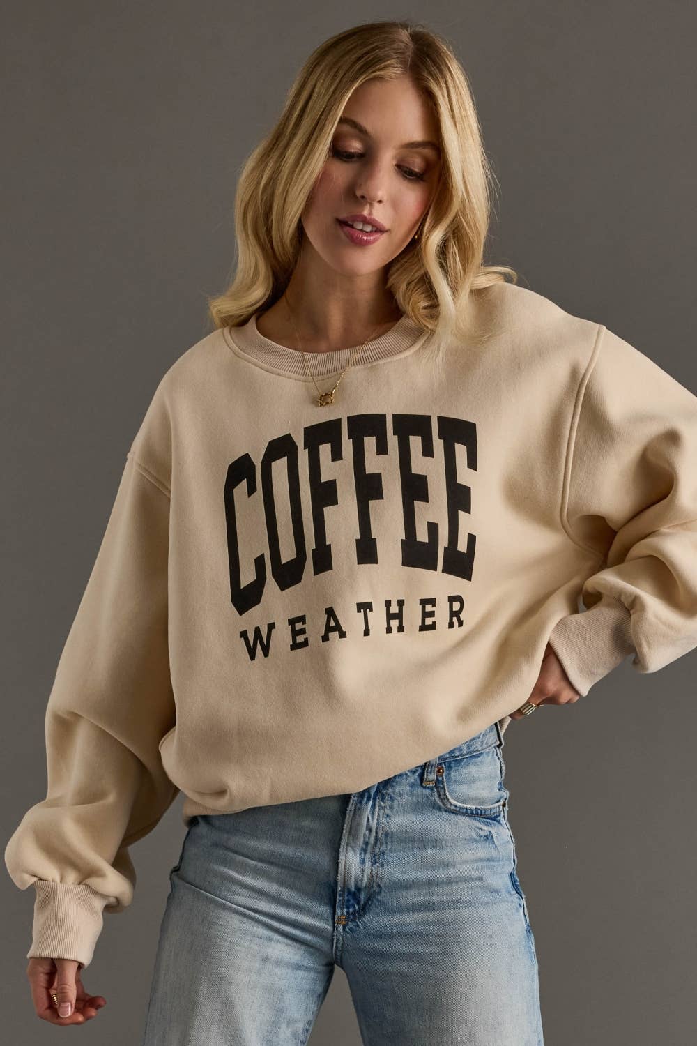 Coffee Weather Sweatshirt in Tan