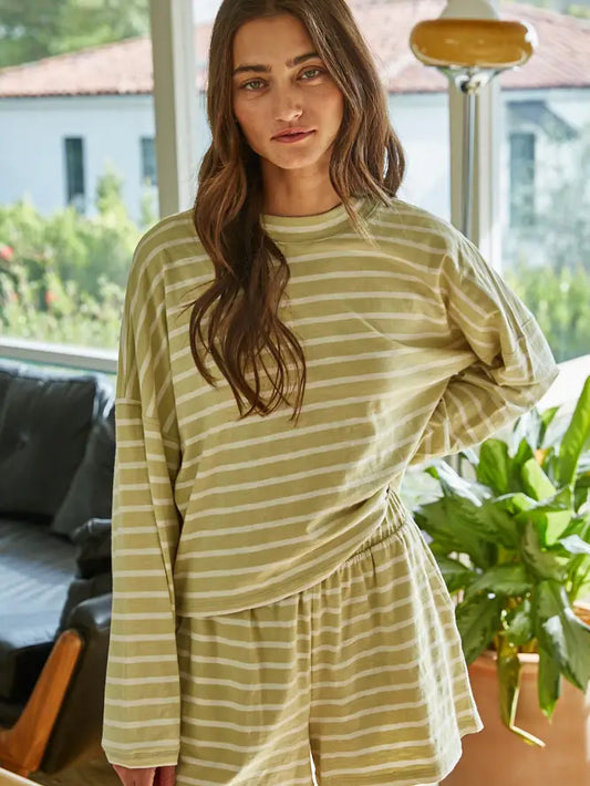 Kaitlyn Striped L.S. Top in Green