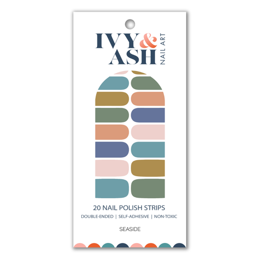 Ivy & Ash - Seaside | Calming Beachy Solid Color Nail Polish Wrap Set