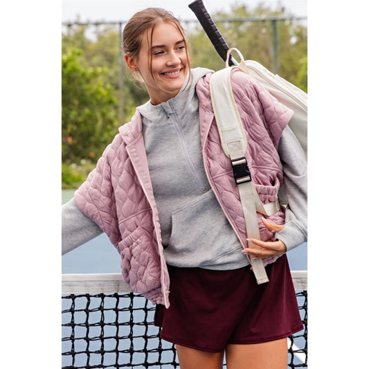 Quincy Hoodie Vest in Mauve