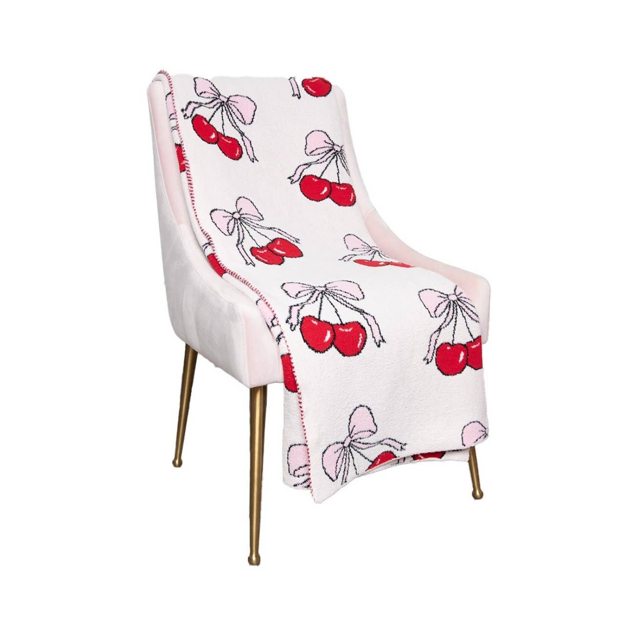 Katydid - Cherry Bows Blanket: Light Pink