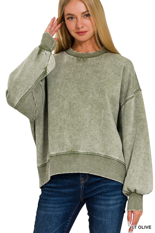 Ali Oversized Pullover in Light Olive