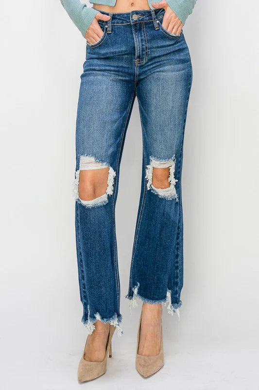 Raven high rise Cropped Dark Wash