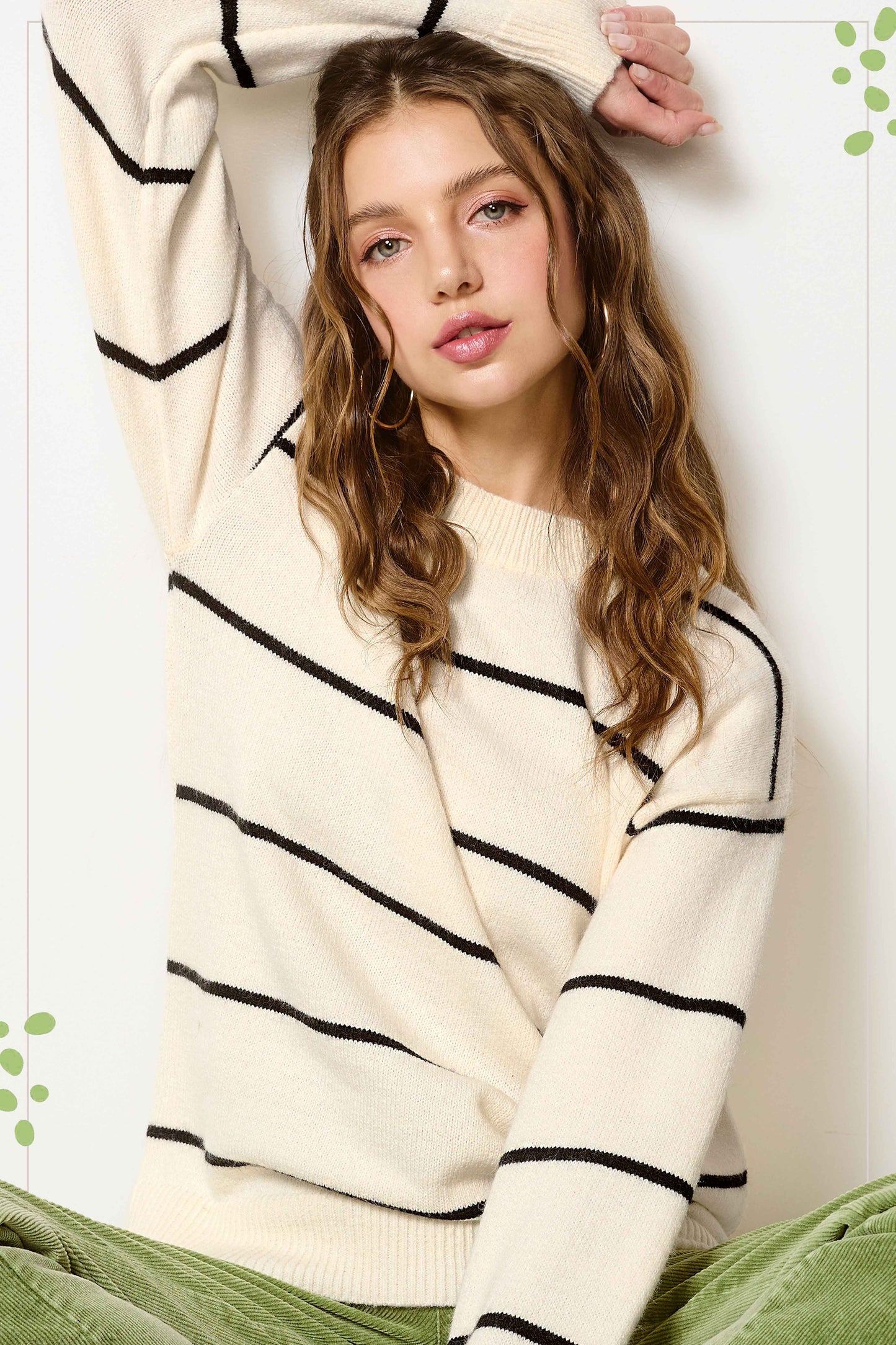 La Meil Essentials Striped Sweater in Powder