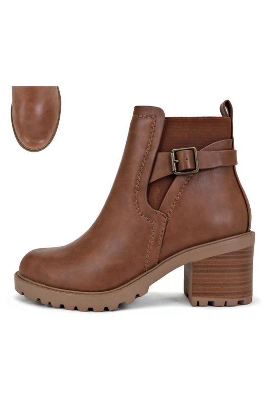 Chunky Ankle Boot in Cognac