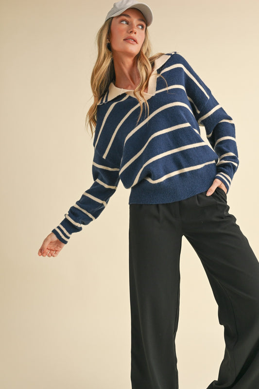 Salish Navy Striped Sweater