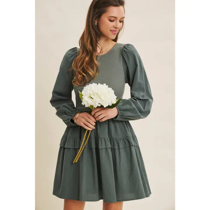 Kenzie Mini Dress in Teal Green