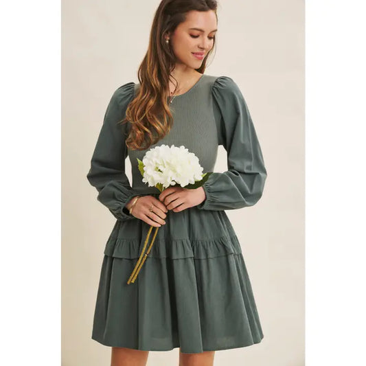 Kenzie Mini Dress in Teal Green