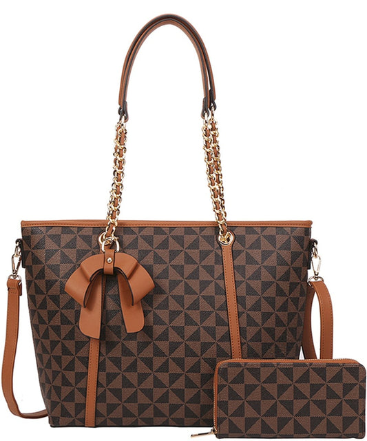 Tote Bag with Wallet set in Brown