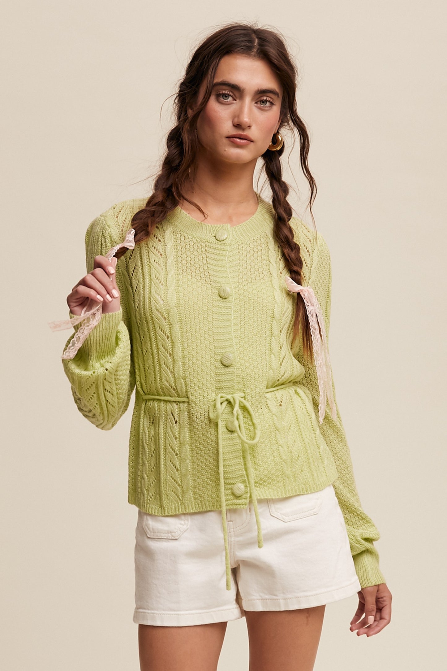 Sheer Spring Cardigan in Lime