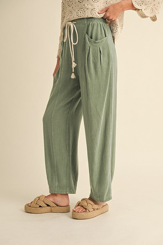 Haley Linen Pants in Soft Olive