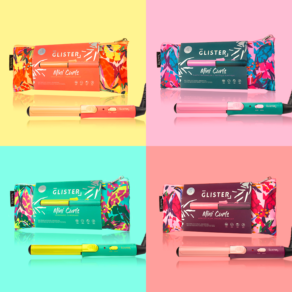 Glister - “Mini Curls” Travel Clip Curler with Carrying Pouch: Apricot Plum