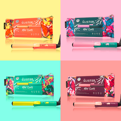 Glister - “Mini Curls” Travel Clip Curler with Carrying Pouch: Apricot Plum