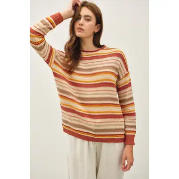 Bree Striped Sweater Rust Multi