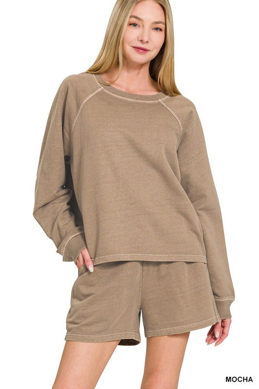 Freah Pigment Dyed Pullover Set in Mocha