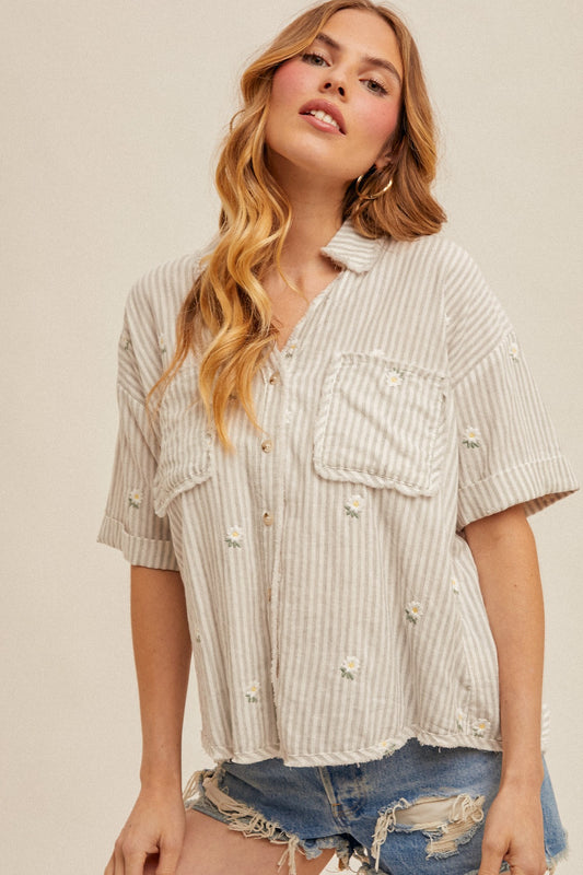 Boxy Daisy Button Down