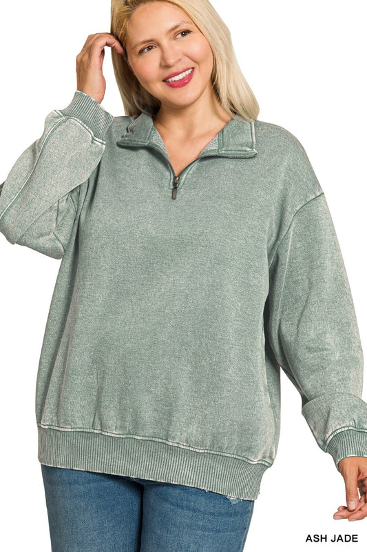 Curvy Audri Pullover in Ash Jade