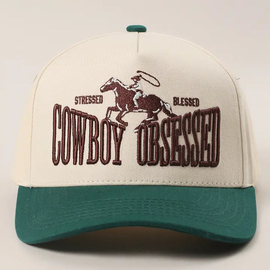 Cowboy Obsessed Trucker Hat in Green
