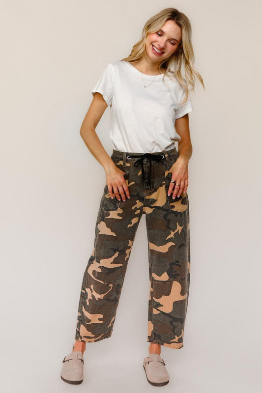 Cora Camo Barrel Jeans