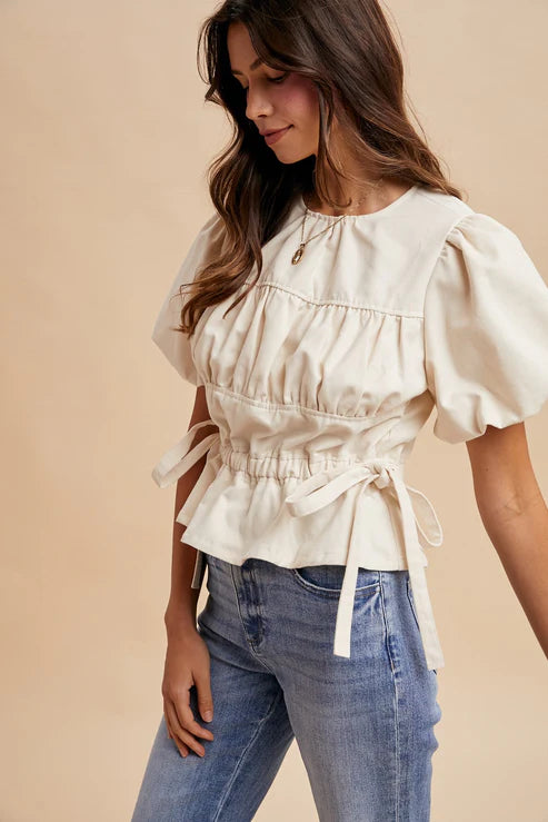 Puff Sleeve Blouse in Cream