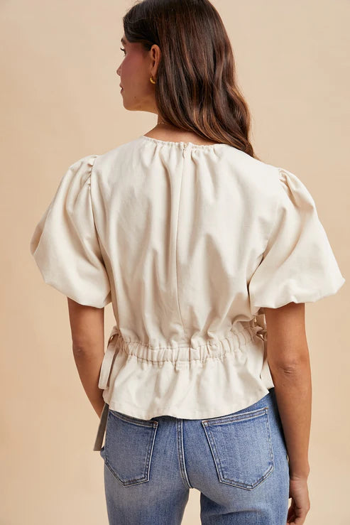 Puff Sleeve Blouse in Cream