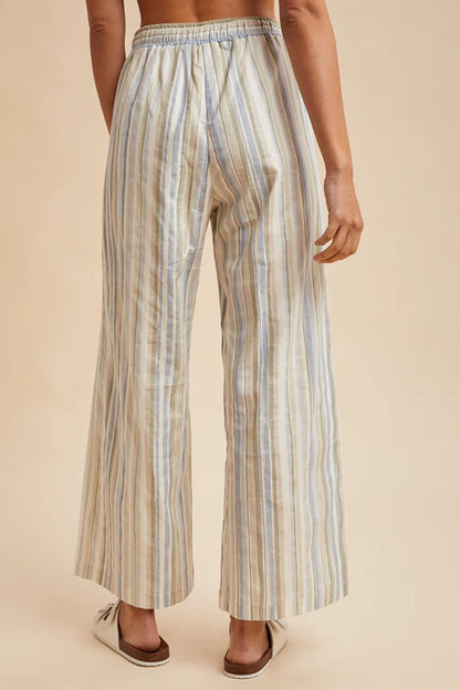 Sage Striped Linen Pant