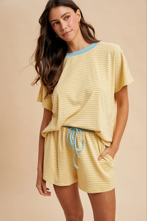 Nicole Striped Set in Sky/Yellow
