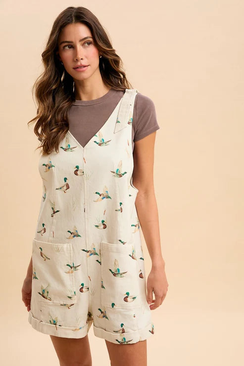 Mallard Duck Denim Romper