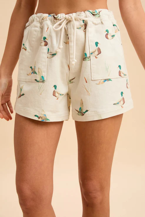 Mallard Duck Linen Shorts