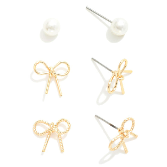 3pc Gold Bow Earring Set (Copy)