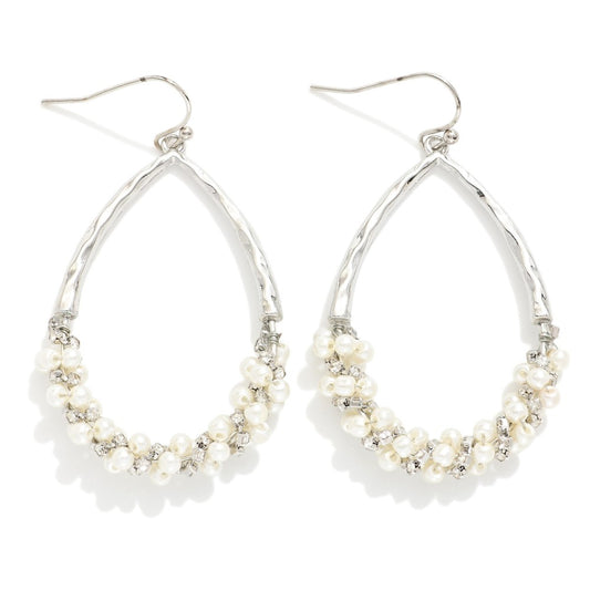 Silver Pearl Tear Drop Earrings