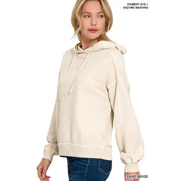 Macklie Hooded Pullover in Sand Beige
