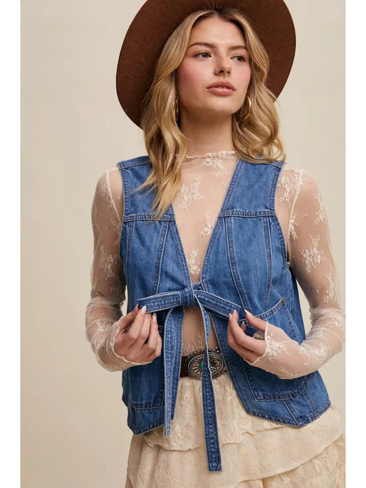 Stella Denim Tie Front Vest
