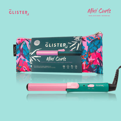 Glister - “Mini Curls” Travel Clip Curler with Carrying Pouch: Apricot Plum