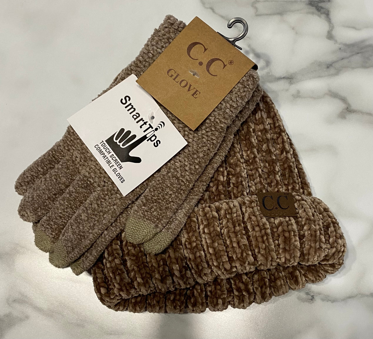 Ribbed Chenille Beanie and Glove Set