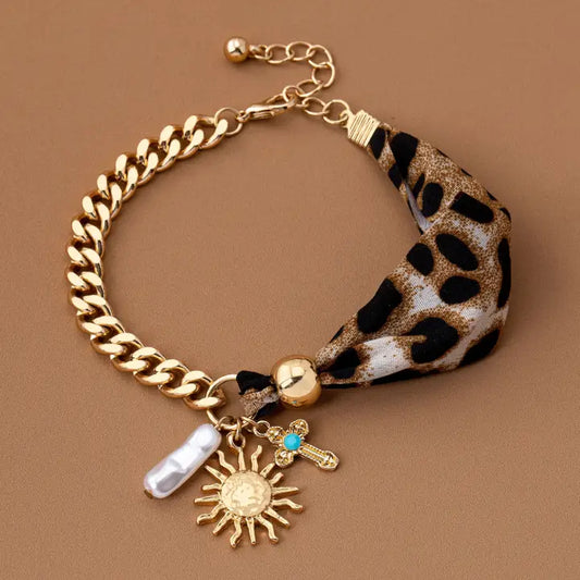 Leopard Scarf Charm Bracelet