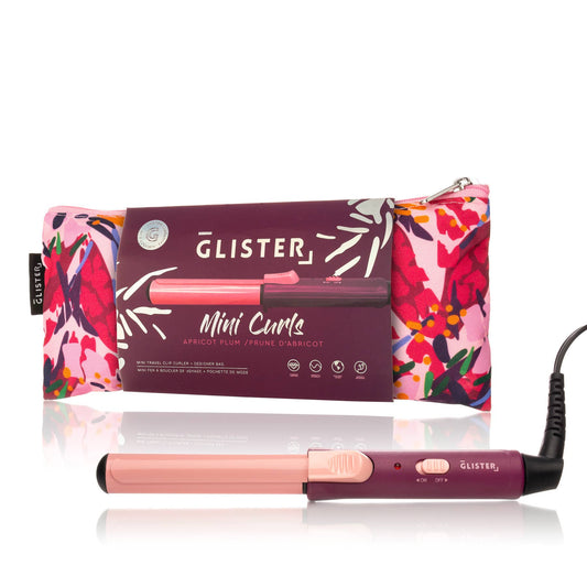 Glister - “Mini Curls” Travel Clip Curler with Carrying Pouch: Apricot Plum
