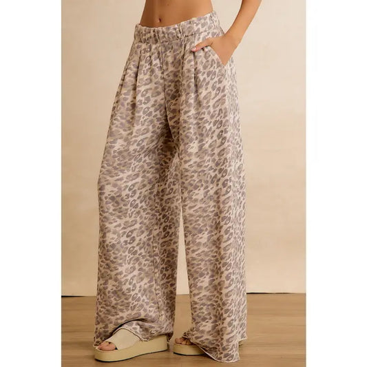 Leopard Print Wide Leg Pants