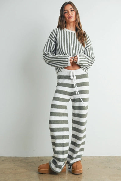 Kolby Striped Two Piece Set in Olive
