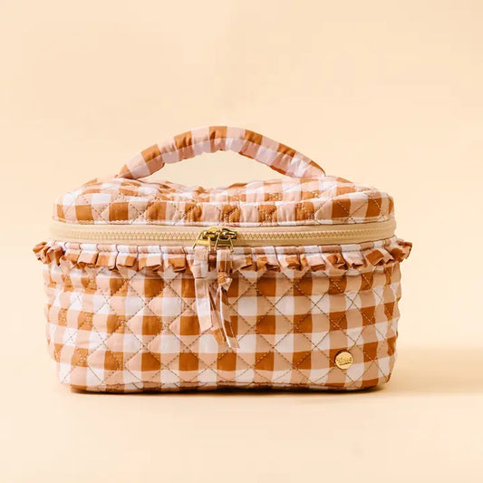 Glam & Go Quilted Cosmetic Bag in Maple Gingham