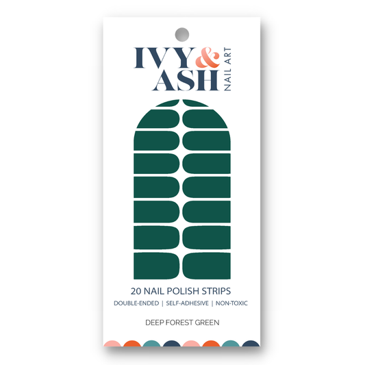 Ivy & Ash - Deep Forest Green | Dark Green Fall & Winter Solid Nail Wrap