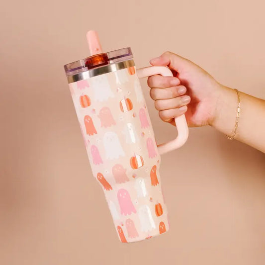 40 oz Flip Straw Tumbler in Ghost Party