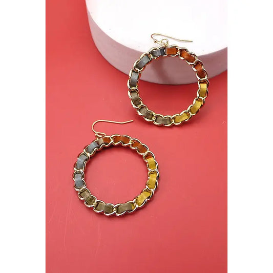 Faux Leather Earrings in Grey