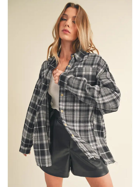 Sophia Flannel Shirt in Black