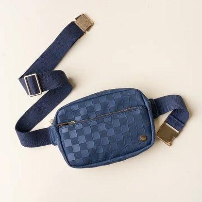 Urban Check Belt Bag & Wallet in Navy