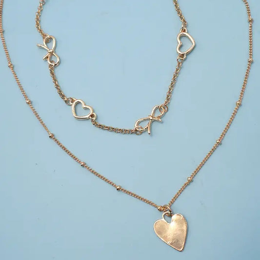 Bow & Heart Layered Necklace