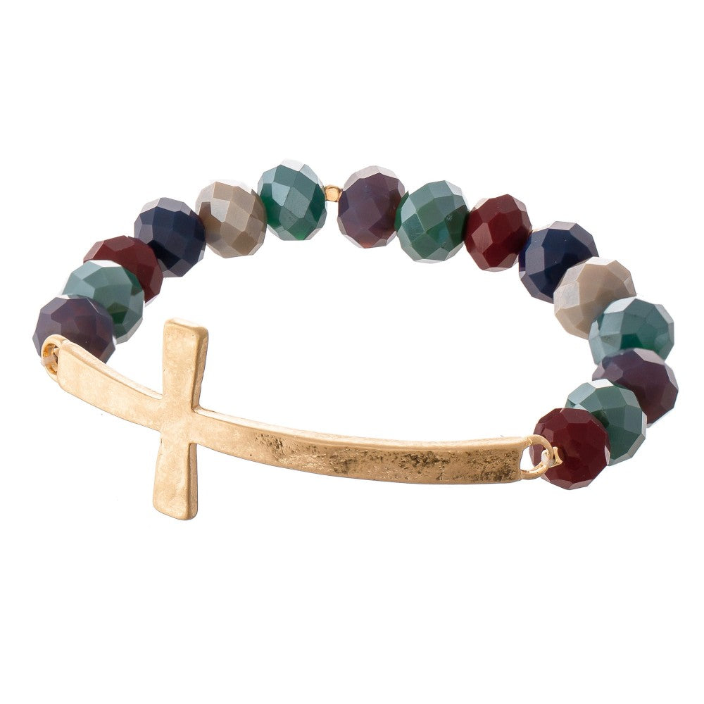 Cross Bracelet in Teal