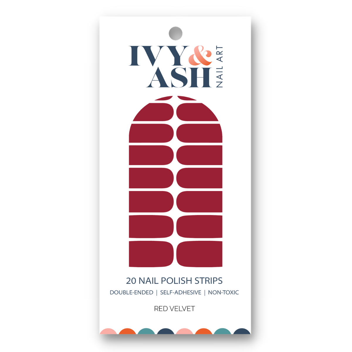 Ivy & Ash - Red Velvet | Deep Christmas Red Solid Nail Polish Stickers