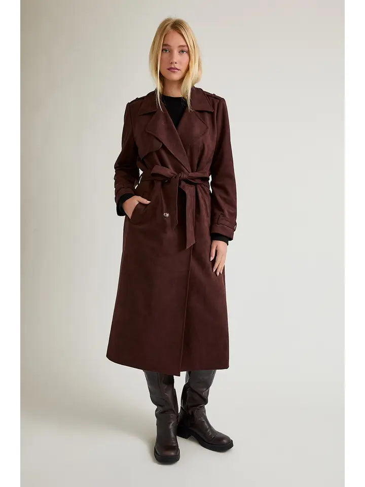 Hallie Suede Trench Coat