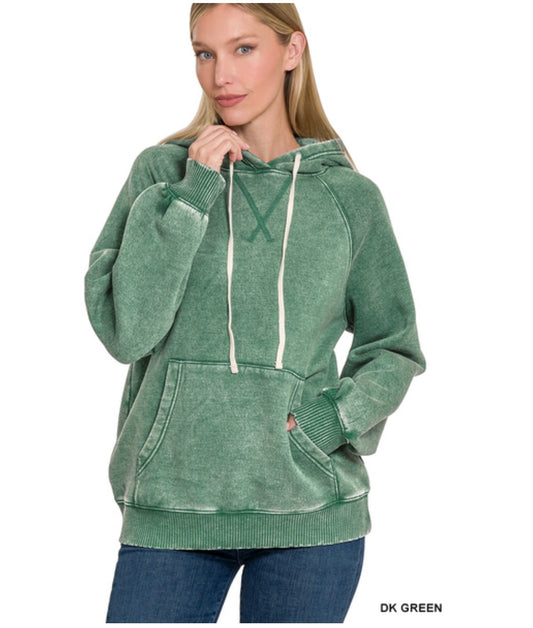 Macklie Hooded Pullover in Dark Green